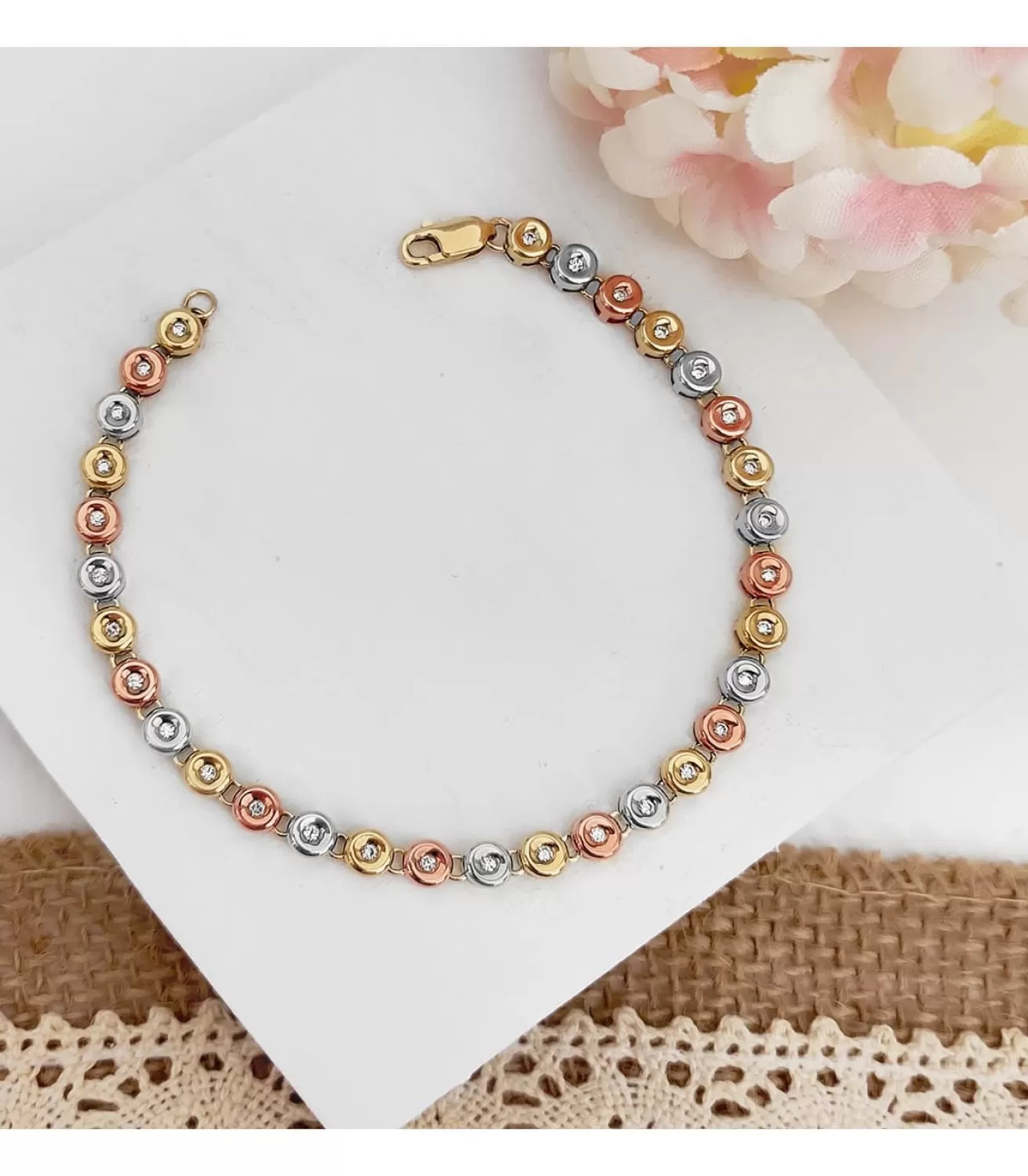 Pulsera Riviere Diamantes 0.434 Qts. Oro Tricolor 18K<Alda Joyeros Cheap