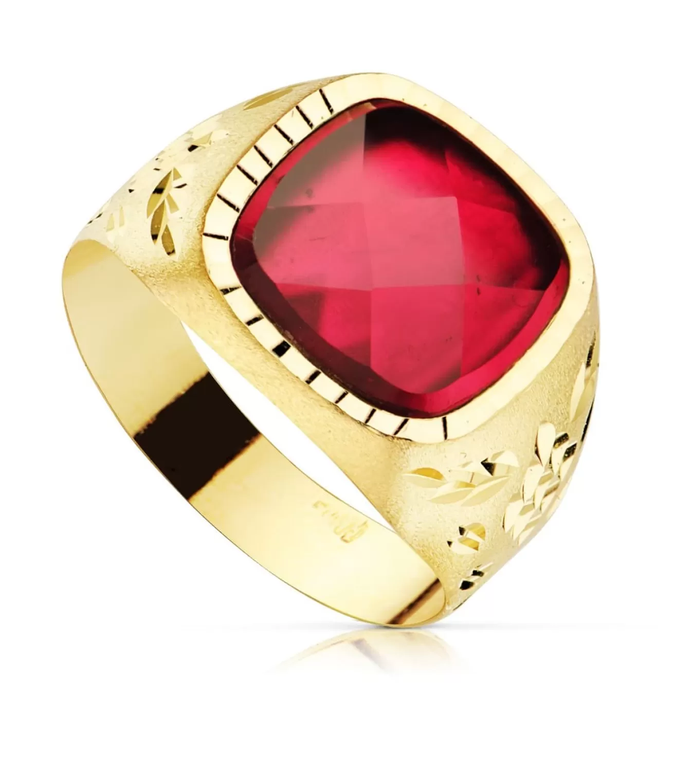 Sello Caballero Geronimo Oro Amarillo 18K Espinela Roja<Alda Joyeros Best Sale