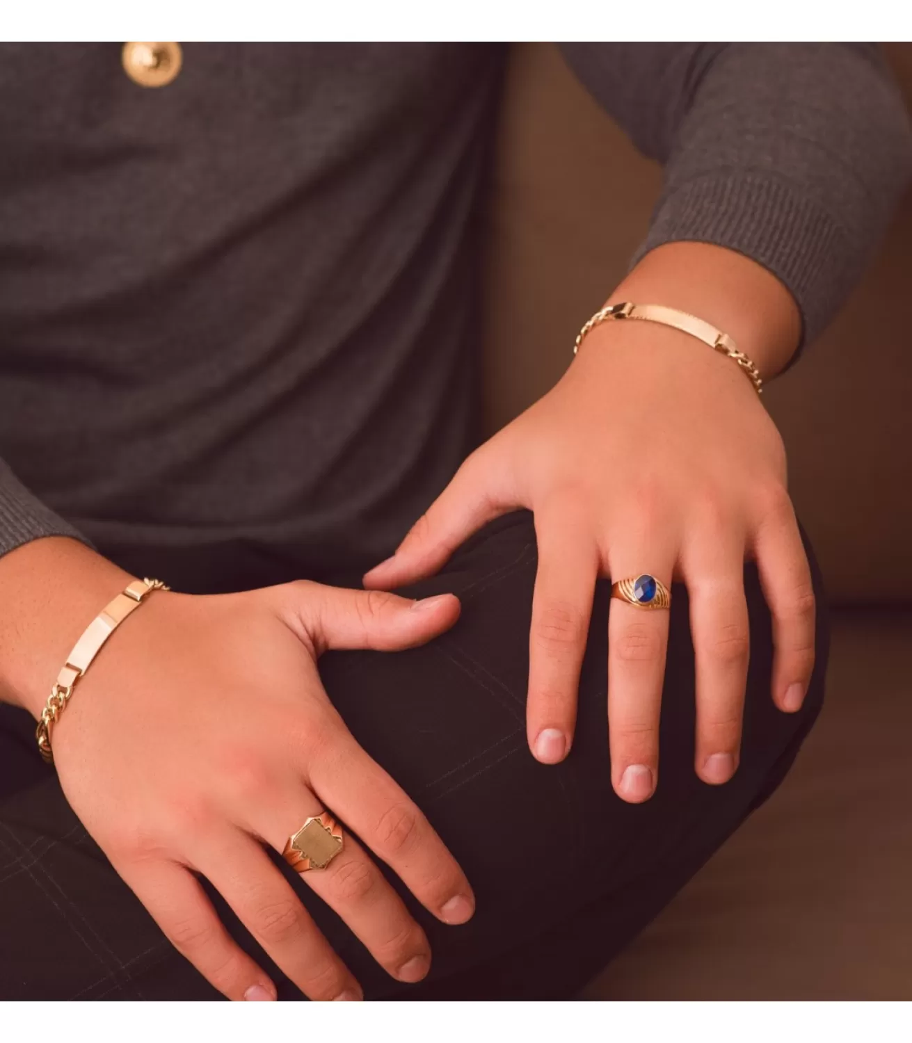 Sello Caballero Roberto Oro 18K Espinela Azul<Alda Joyeros Shop