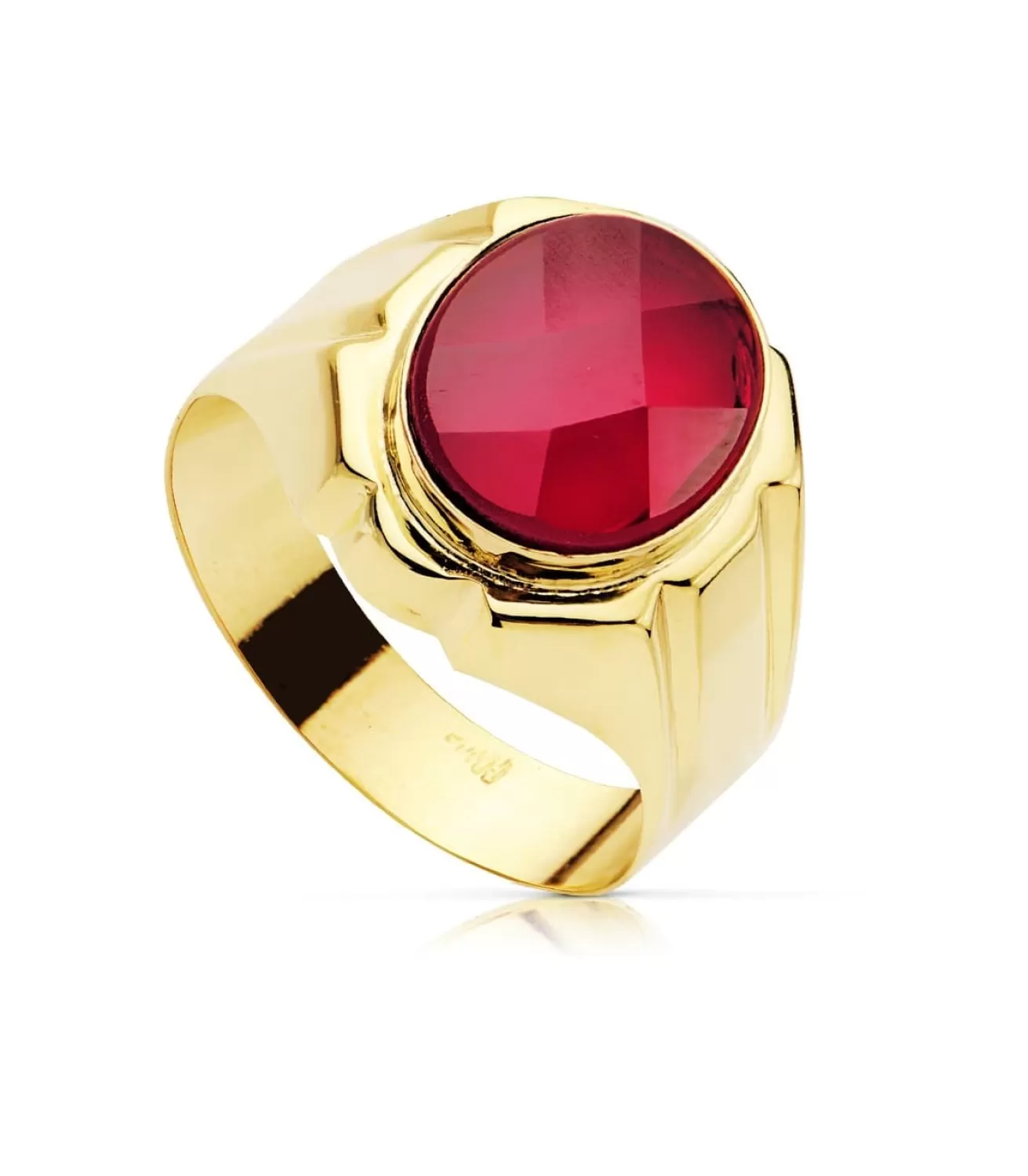 Sello Caballero Valentino Oro Amarillo 18K Espinela Rubi<Alda Joyeros Shop