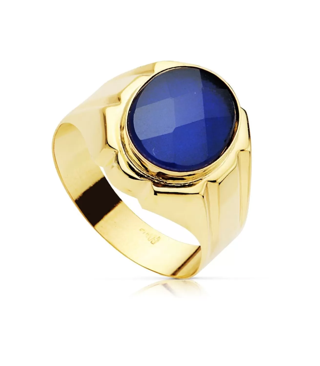 Sello Caballero Valentino Oro Amarillo 18K Espinela Zafiro<Alda Joyeros Store