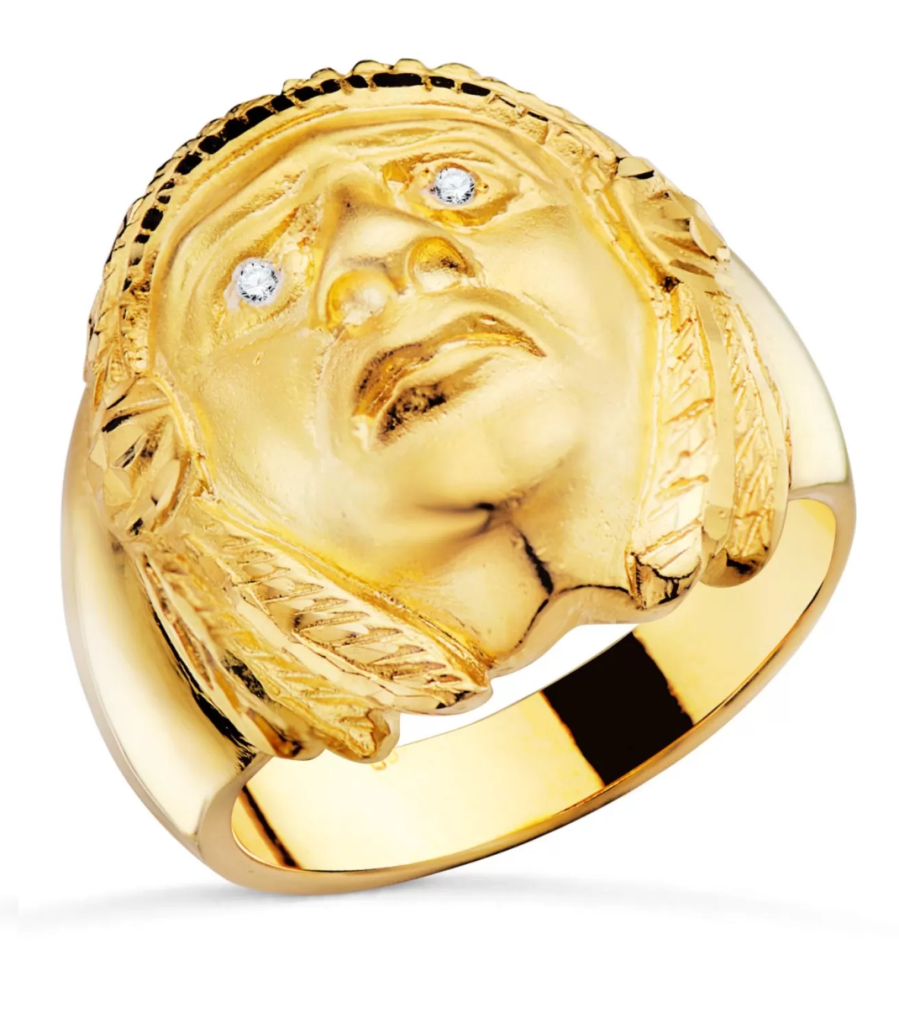 Sello De Hombre Indio Oro Amarillo 18K<Alda Joyeros Store