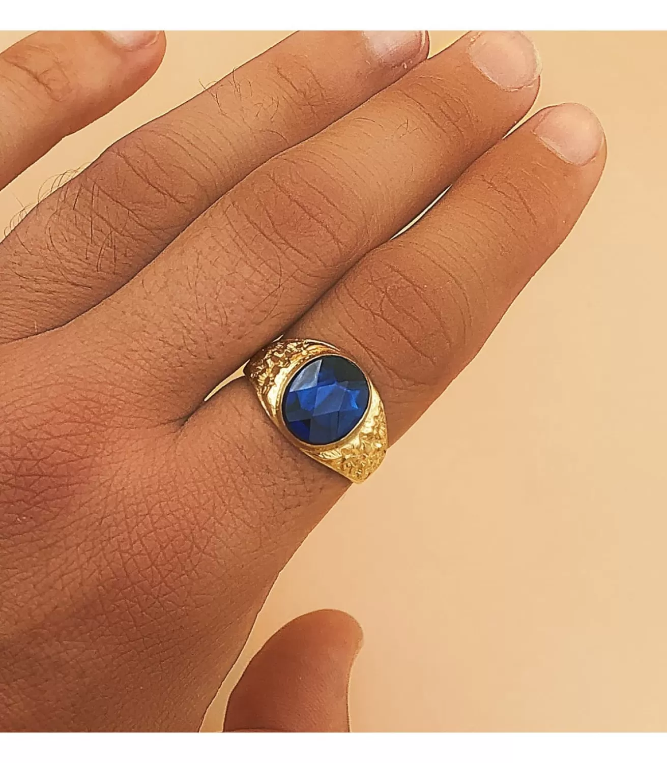Sello Hombre Elias Oro Amarillo 18K Azul<Alda Joyeros Cheap