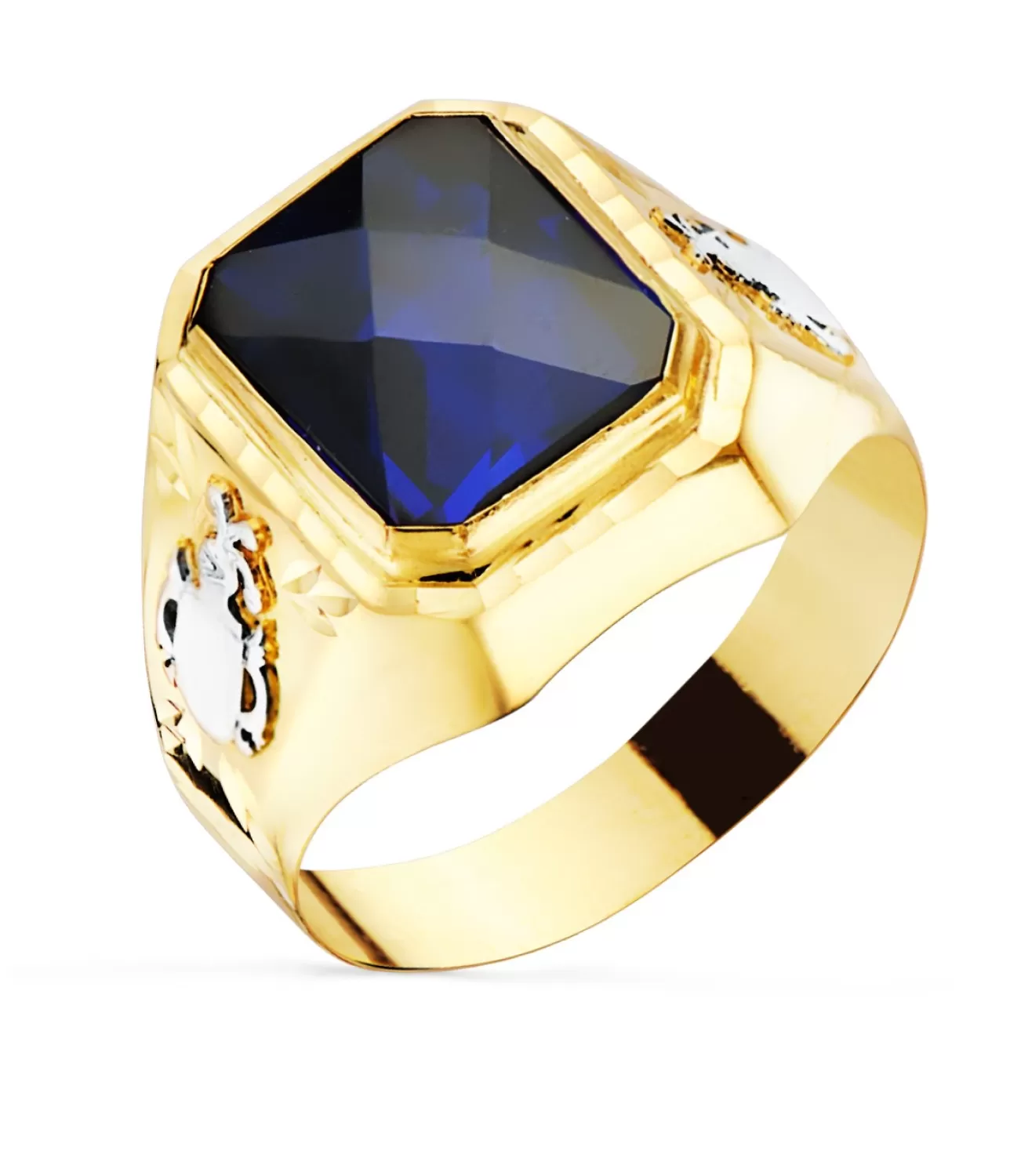 Sello Oro Hombre Escudo 18K Spinel Azul<Alda Joyeros Clearance
