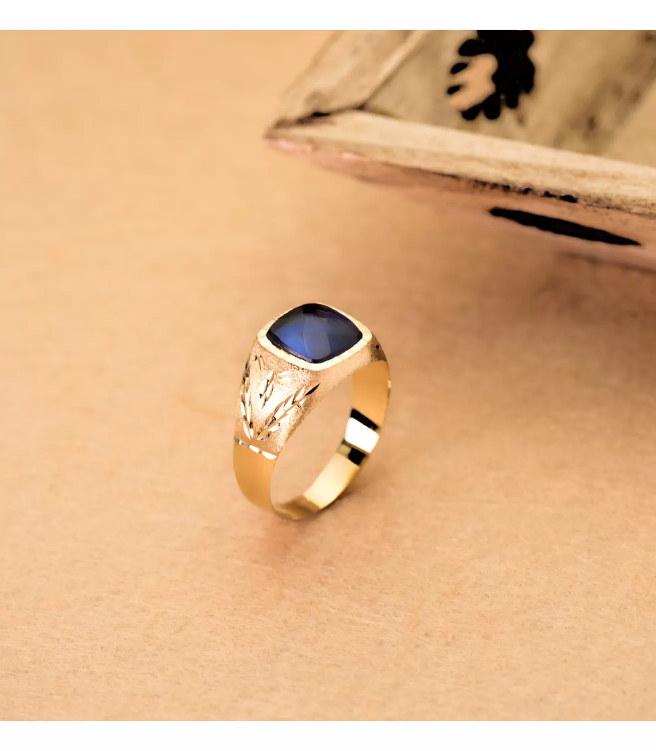 Sello Oro Hombre Hugo 18K Spinel Azul<Alda Joyeros Cheap