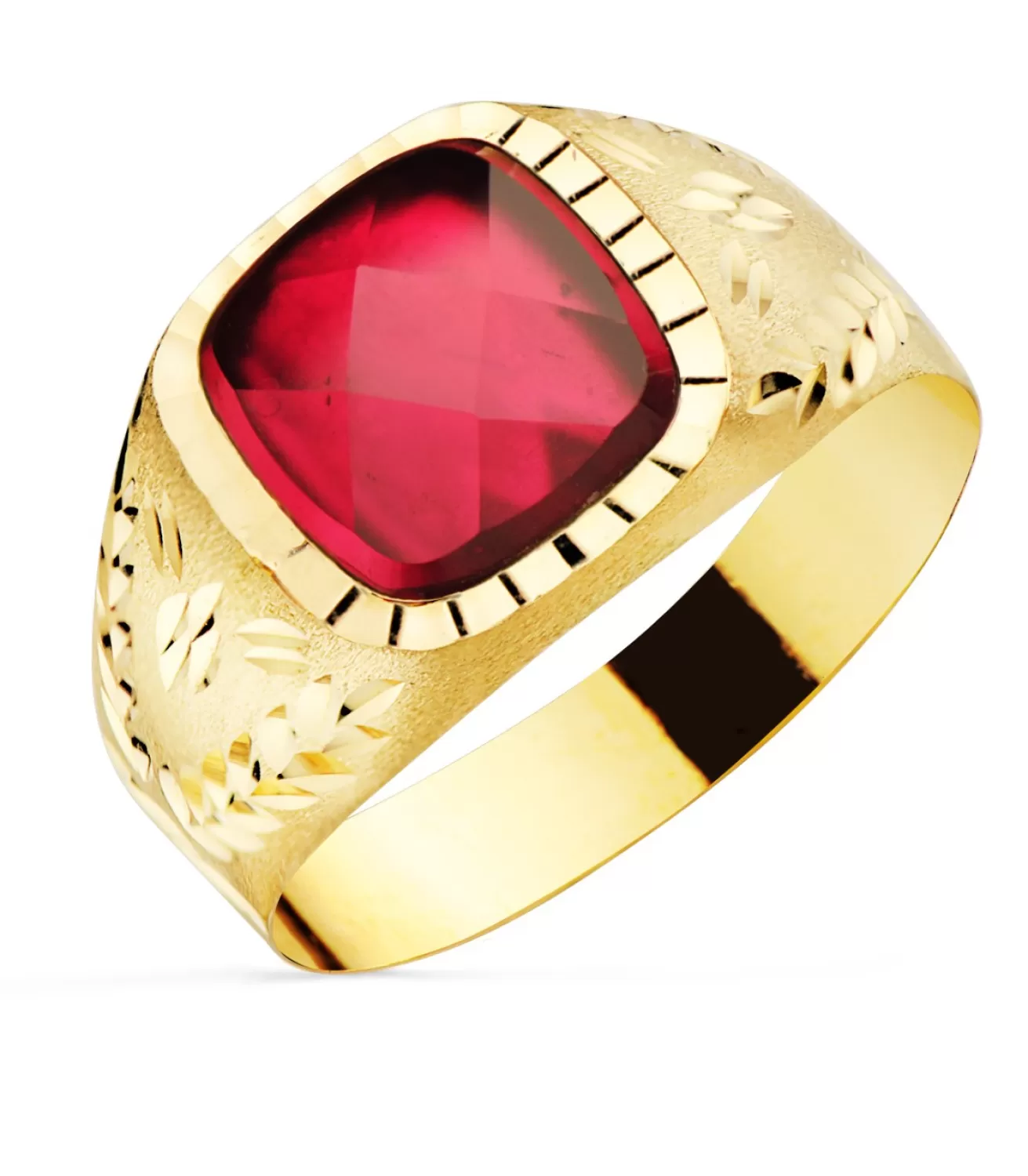 Sello Oro Hombre Hugo 18K Spinel Rojo<Alda Joyeros Discount