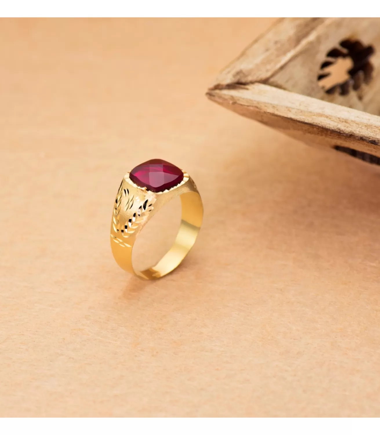 Sello Oro Hombre Hugo 18K Spinel Rojo<Alda Joyeros Discount