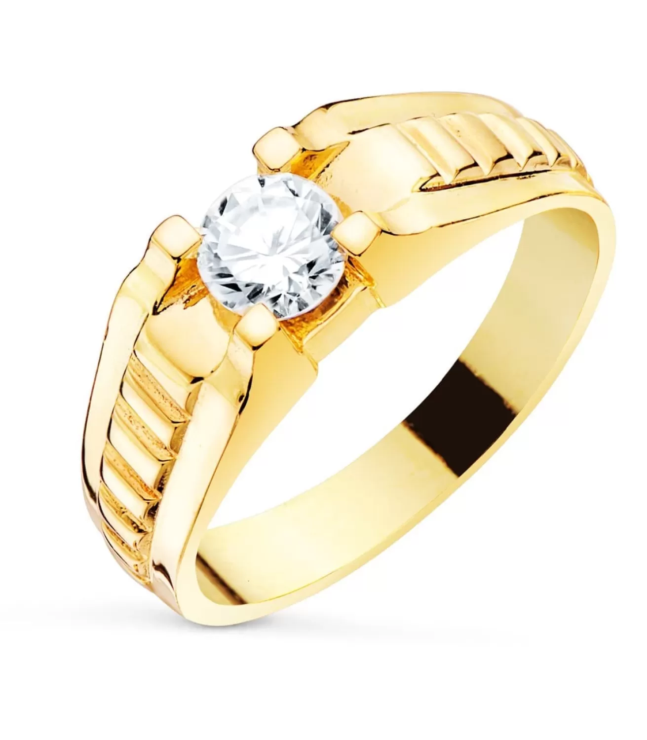 Solitario Hombre Oro Amarillo 18K<Alda Joyeros Online