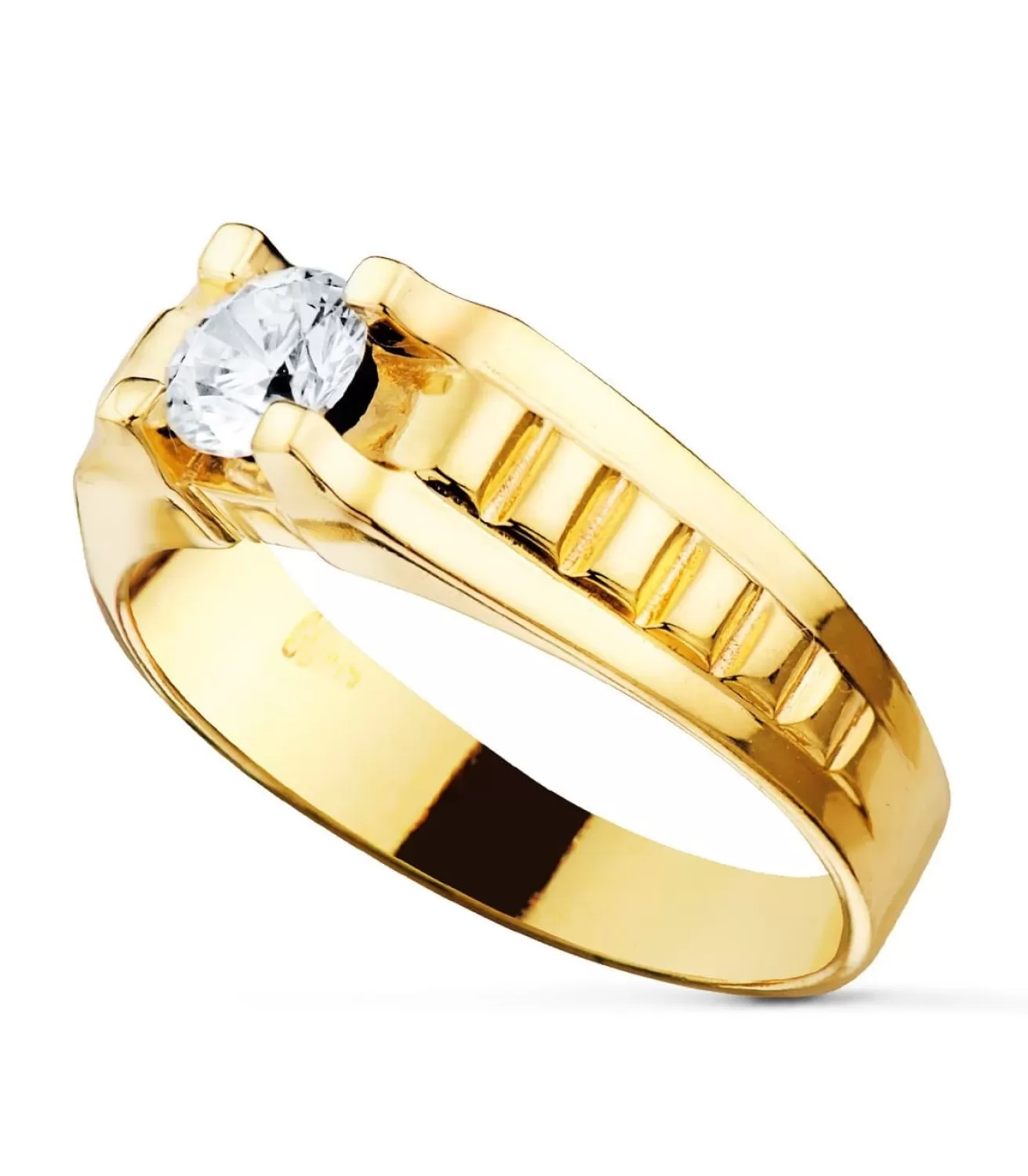 Solitario Hombre Oro Amarillo 18K<Alda Joyeros Online