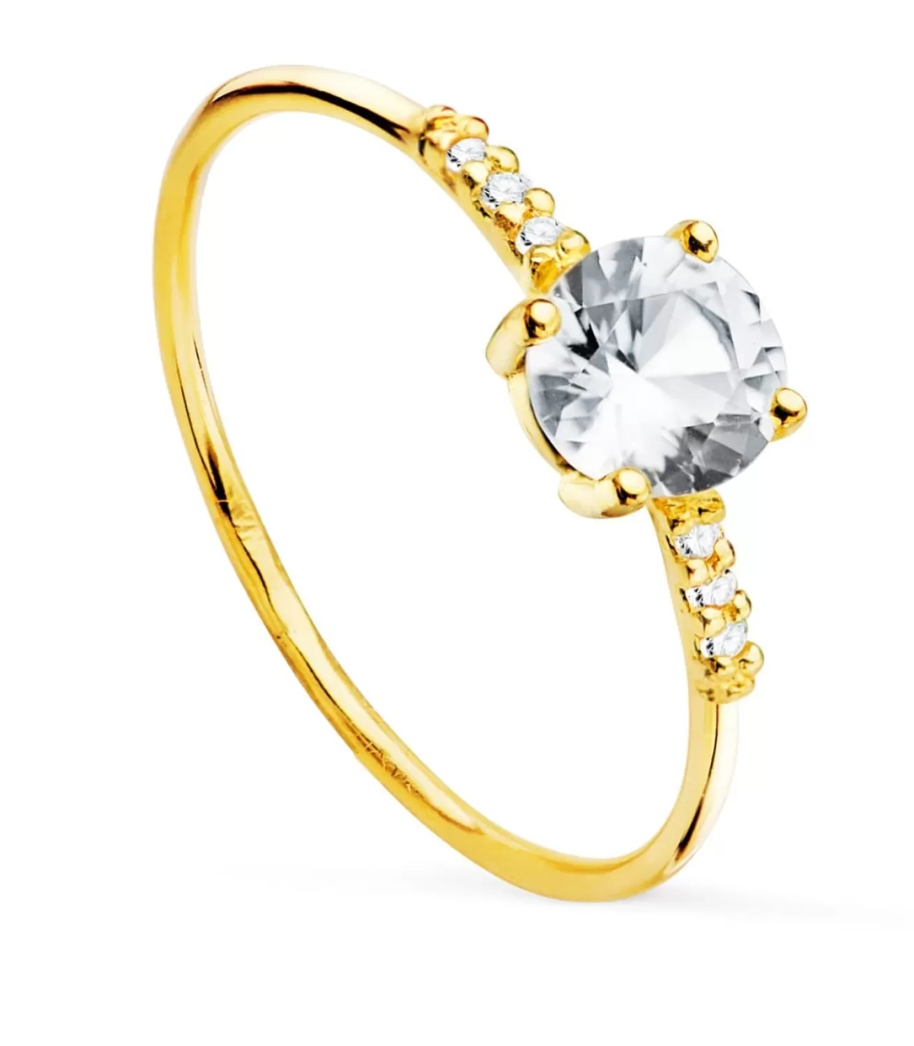 Solitario Oro Amarillo 18K Topacio Blanco<Alda Joyeros Outlet
