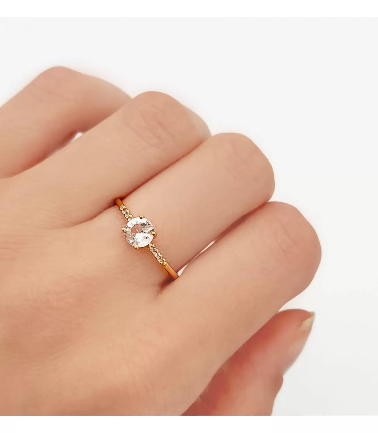 Solitario Oro Amarillo 18K Topacio Blanco<Alda Joyeros Outlet