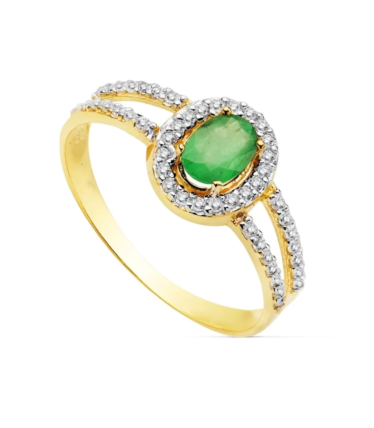 Sortija Mujer Oro Bicolor 18K Galya Piedra Esmeralda<Alda Joyeros Outlet