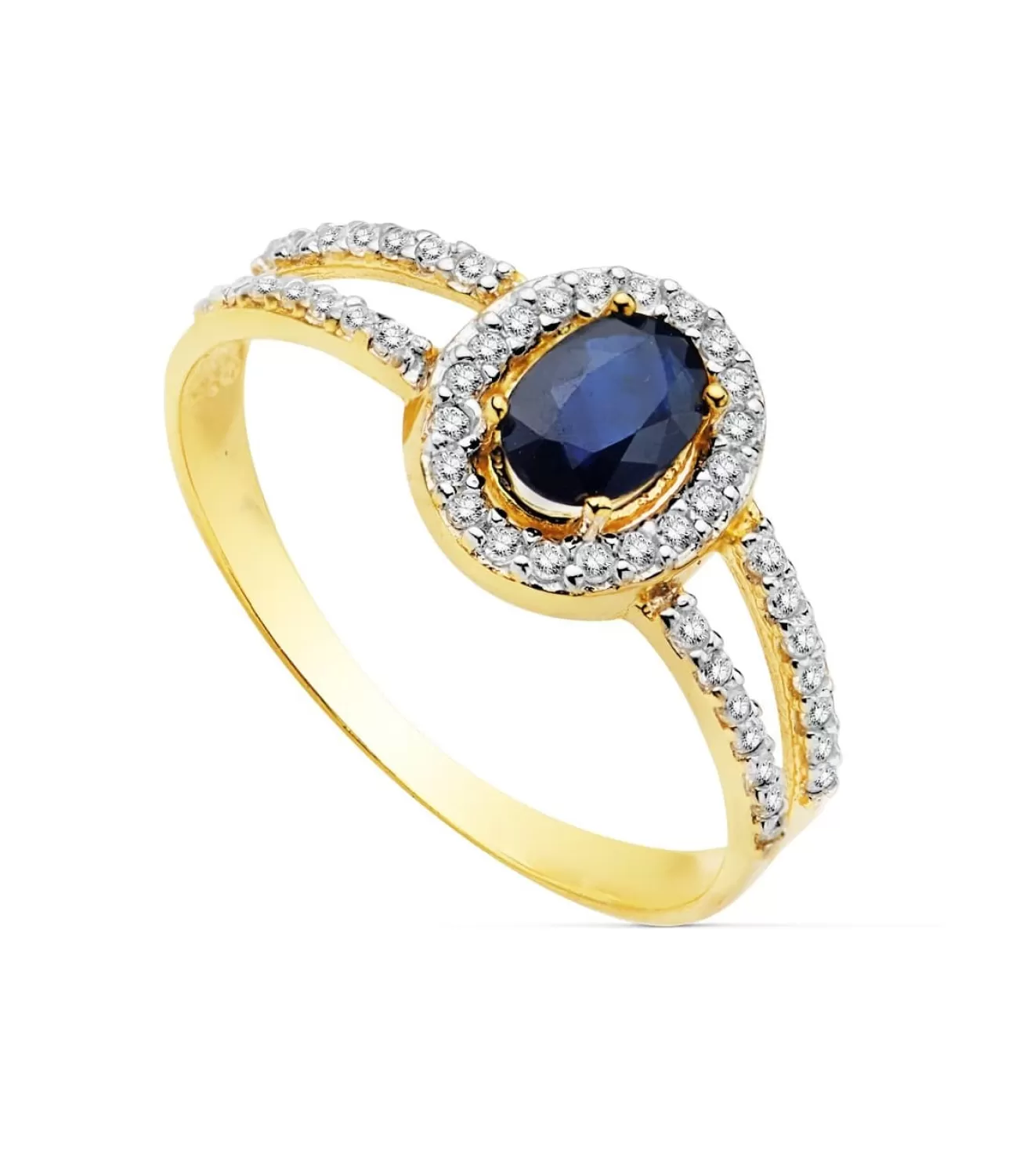Sortija Mujer Oro Bicolor 18K Galya Piedra Zafiro<Alda Joyeros Online