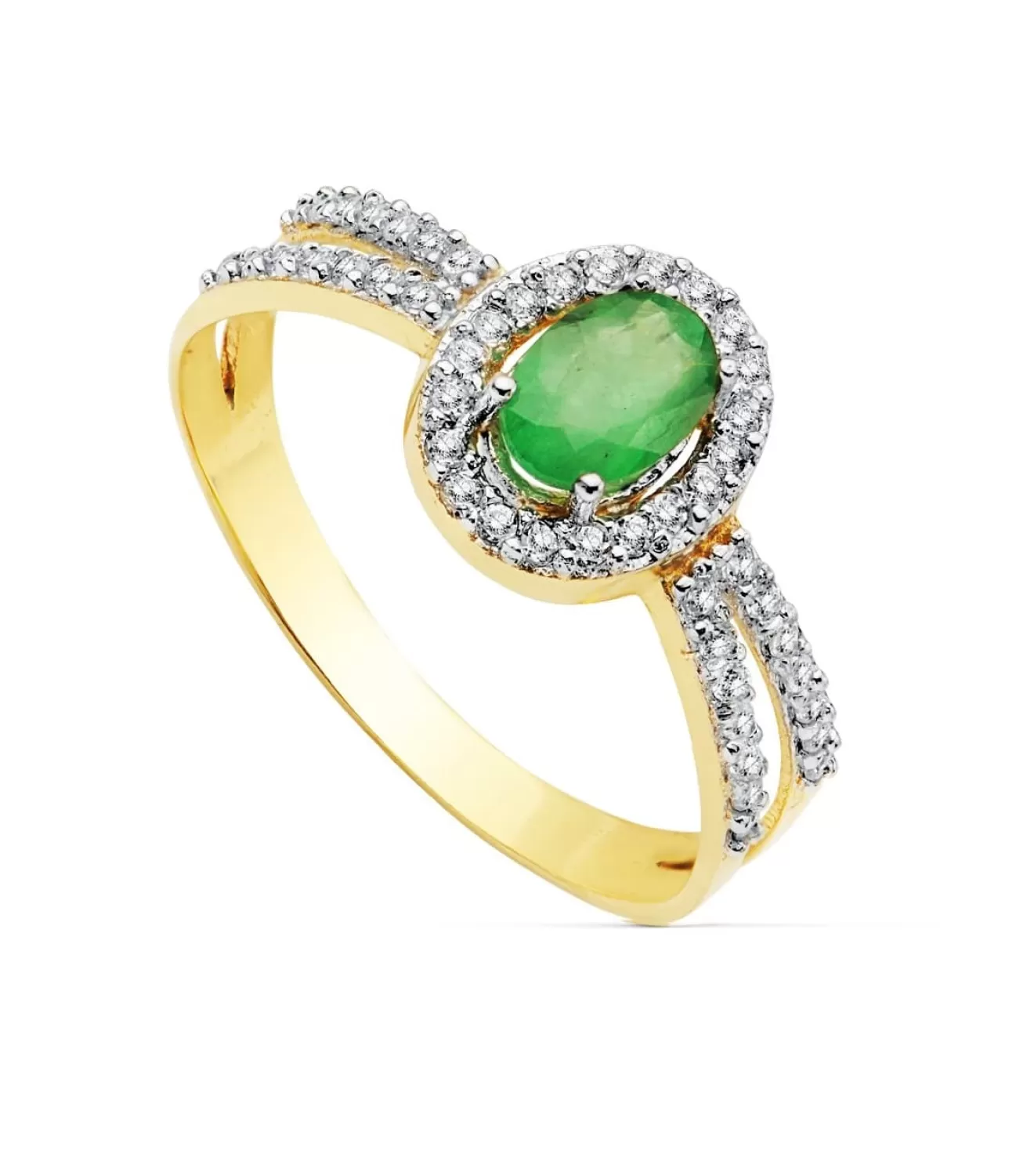 Sortija Mujer Oro Bicolor 18K Gianella Piedra Esmeralda<Alda Joyeros Best Sale