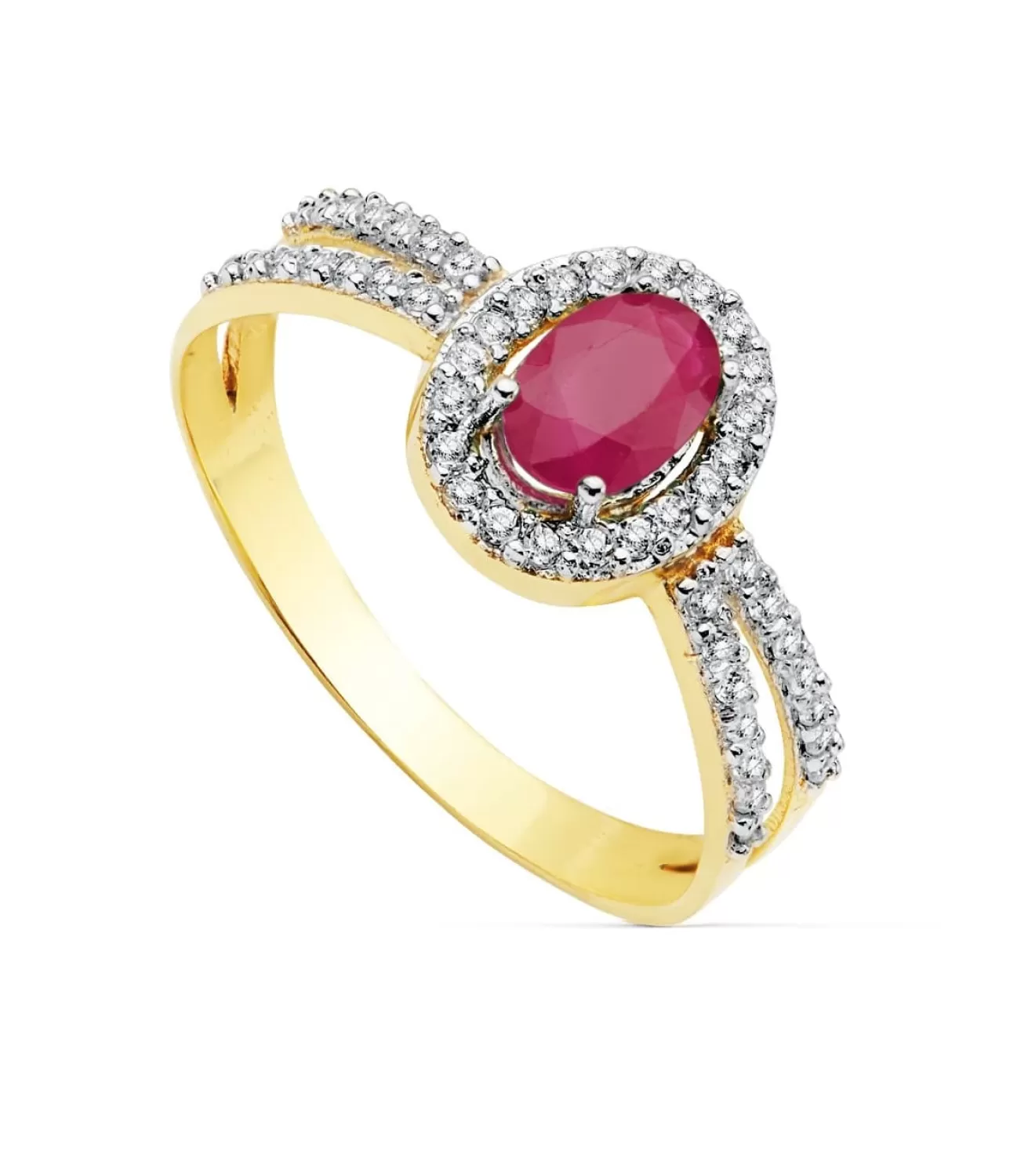 Sortija Mujer Oro Bicolor 18K Gianella Piedra Rubi<Alda Joyeros Fashion
