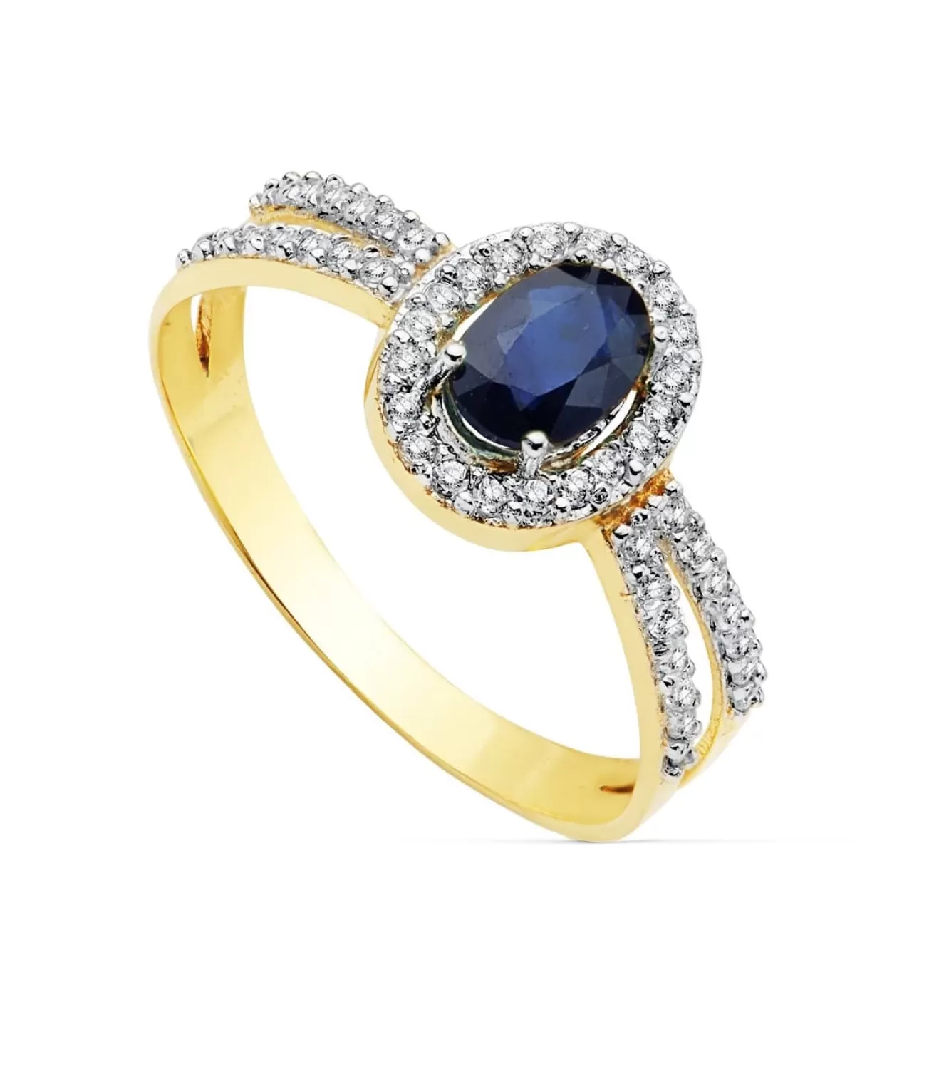 Sortija Mujer Oro Bicolor 18K Gianella Piedra Zafiro<Alda Joyeros Outlet