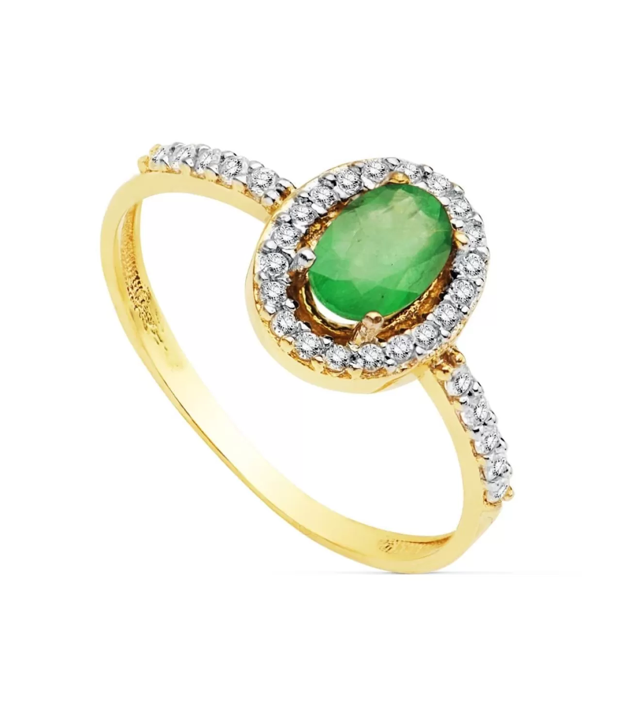 Sortija Mujer Oro Bicolor 18K Ginebra Piedra Esmeralda<Alda Joyeros Store