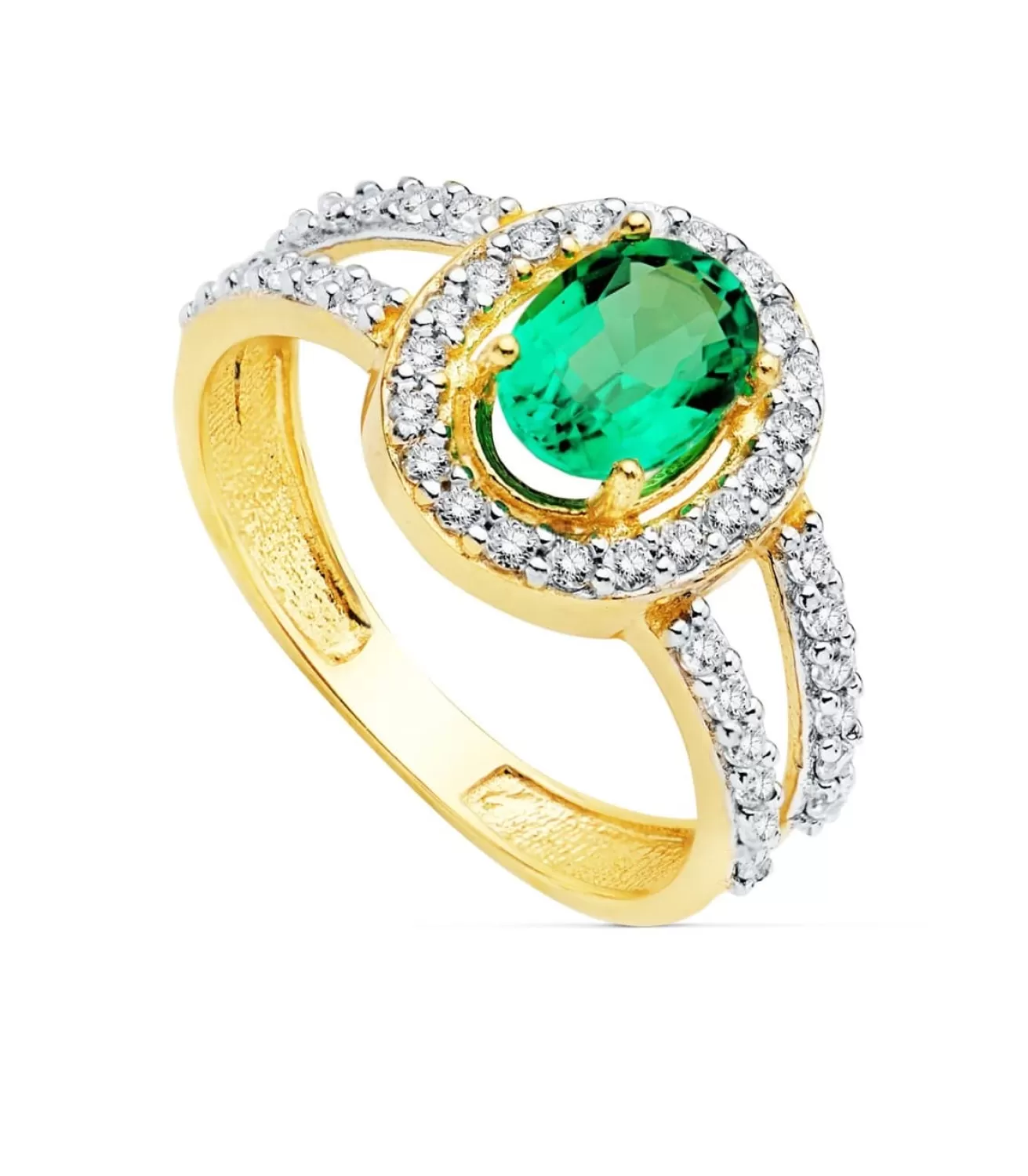 Sortija Mujer Oro Bicolor 18K Ginny Esmeralda 0.79 Qt<Alda Joyeros Best Sale