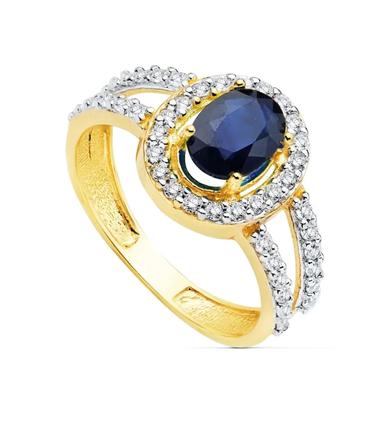 Sortija Mujer Oro Bicolor 18K Ginny Piedra Zafiro<Alda Joyeros Clearance