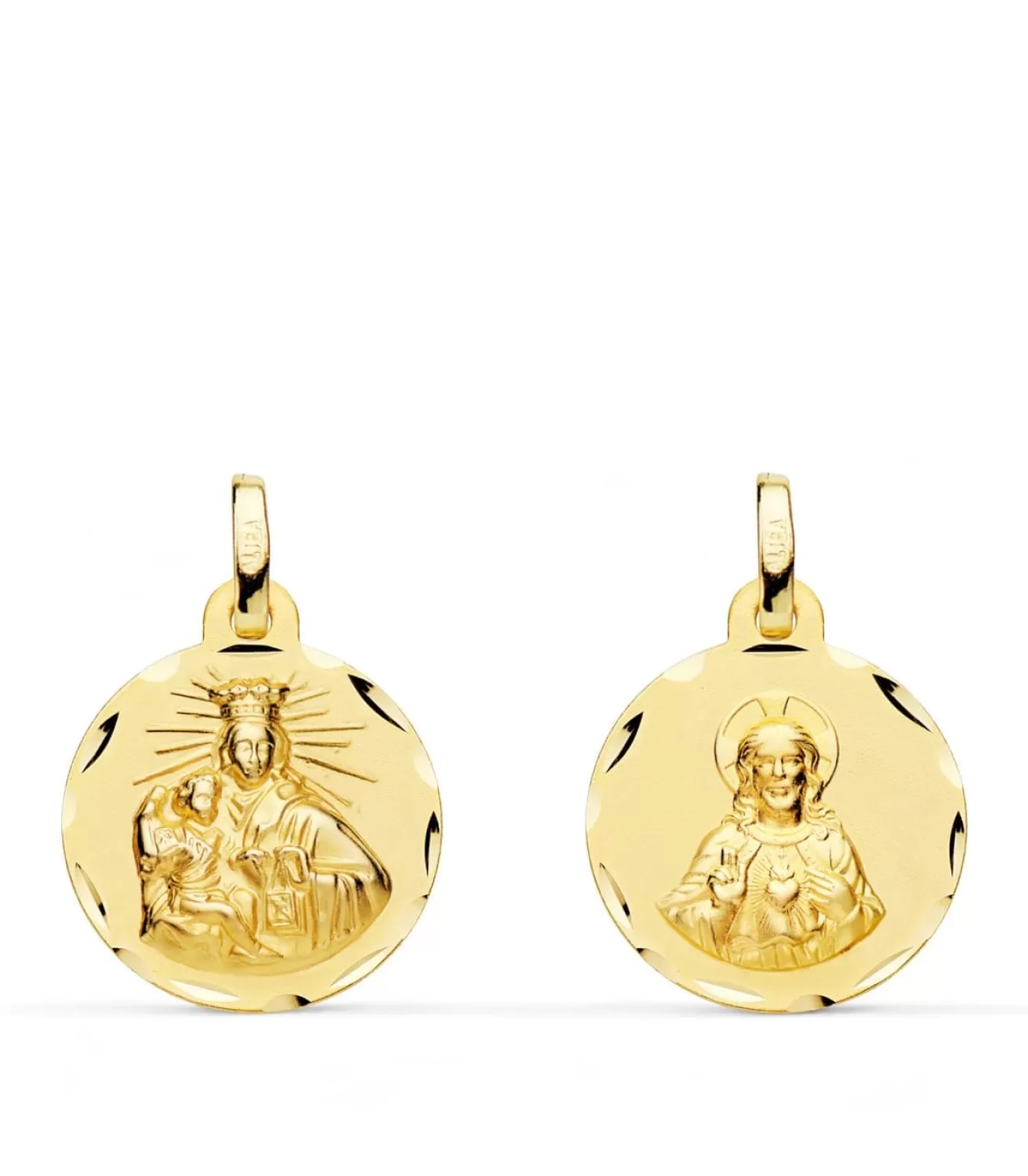 V. Carmen Y C. Jesus Oro 18K Escapulario Tallado 16Mm<Alda Joyeros Sale