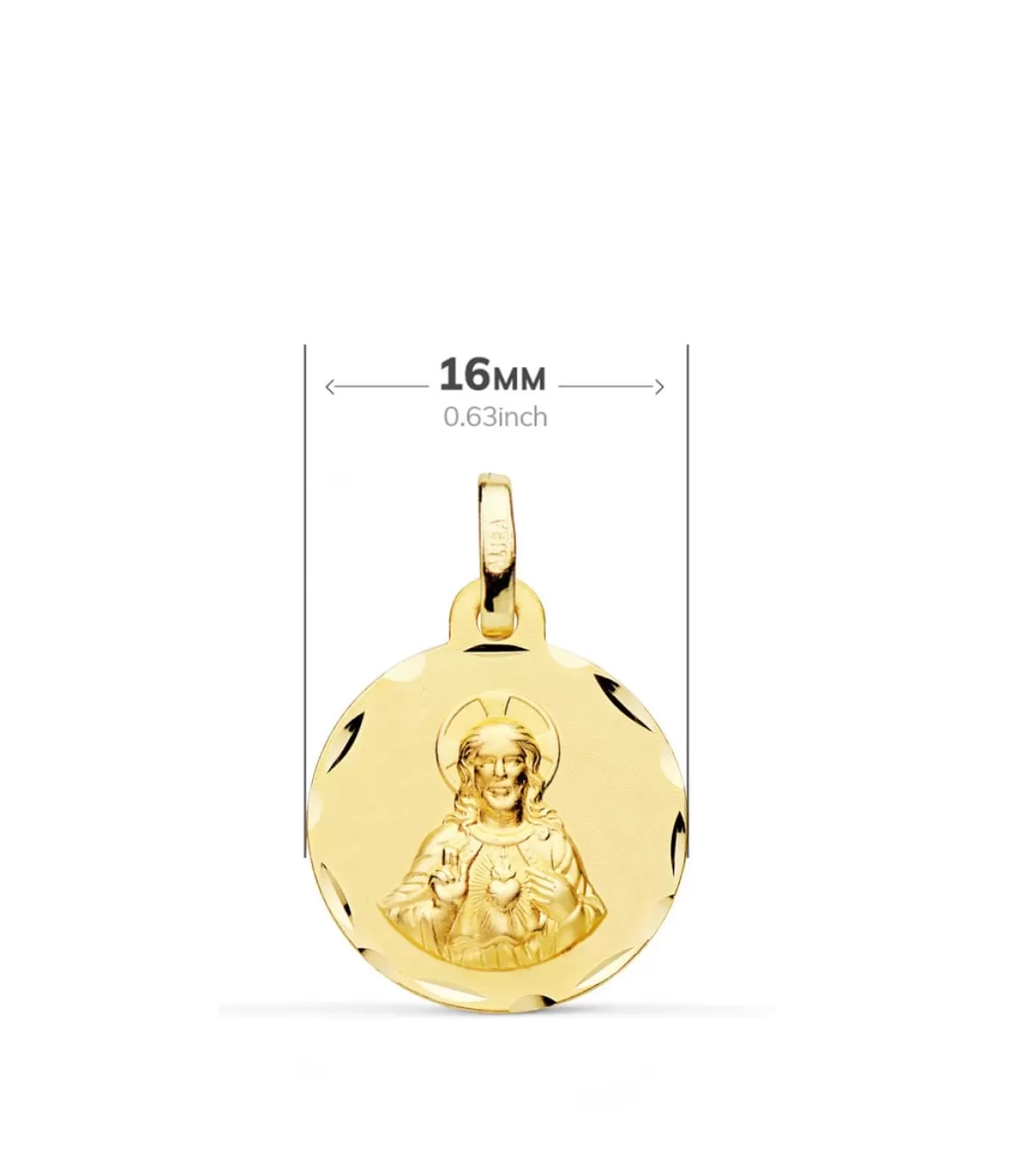 V. Carmen Y C. Jesus Oro 18K Escapulario Tallado 16Mm<Alda Joyeros Sale