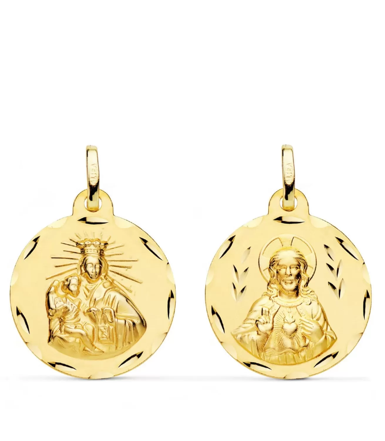 V. Carmen Y C. Jesus Oro 18K Escapulario Tallado 20Mm<Alda Joyeros Online