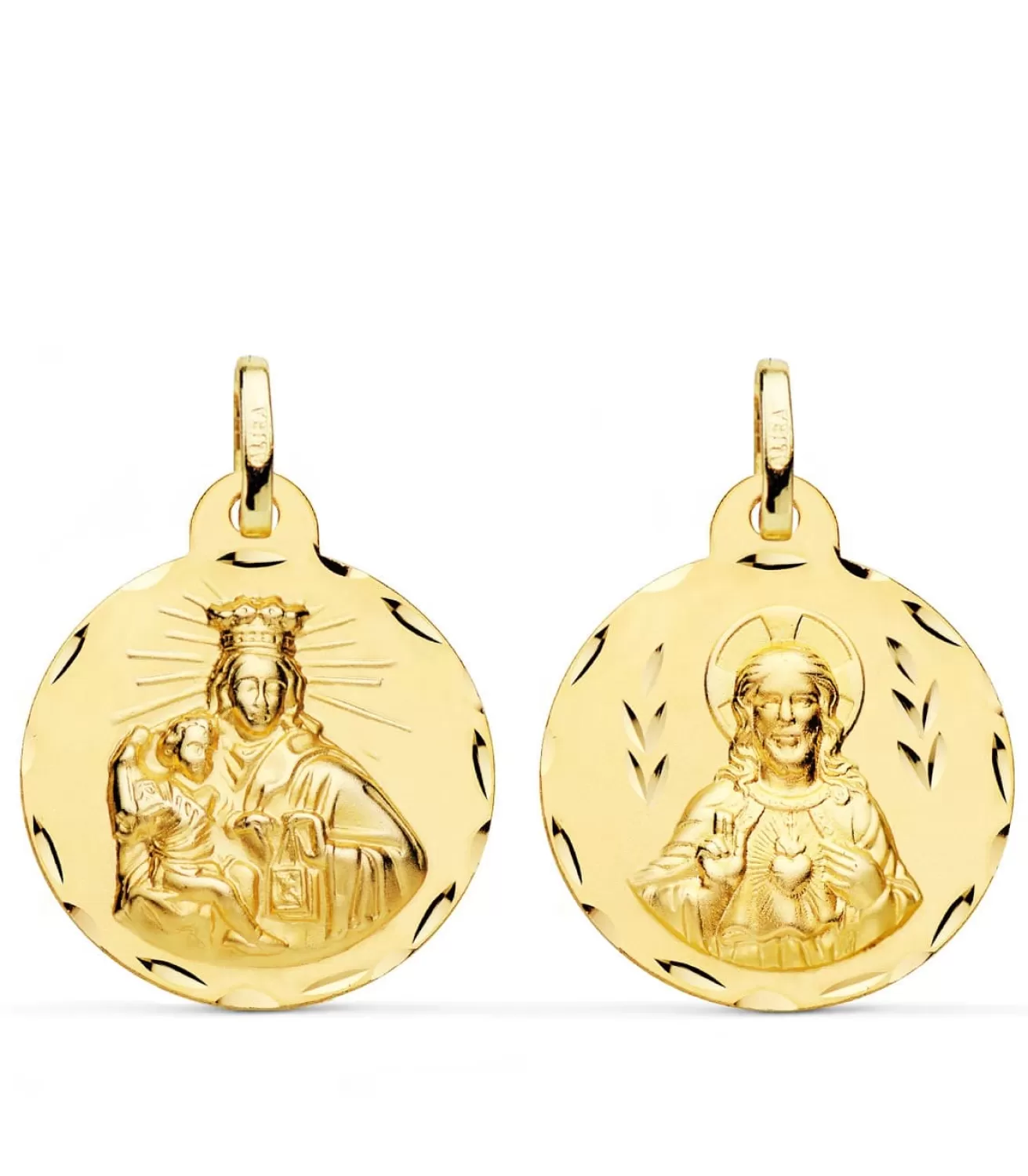 V. Carmen Y C. Jesus Oro 18K Escapulario Tallado 22Mm<Alda Joyeros Shop