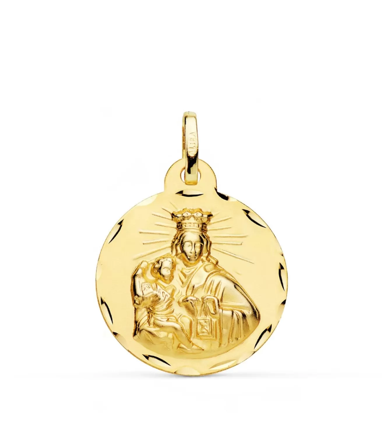 V. Carmen Y C. Jesus Oro 18K Escapulario Tallado 22Mm<Alda Joyeros Shop