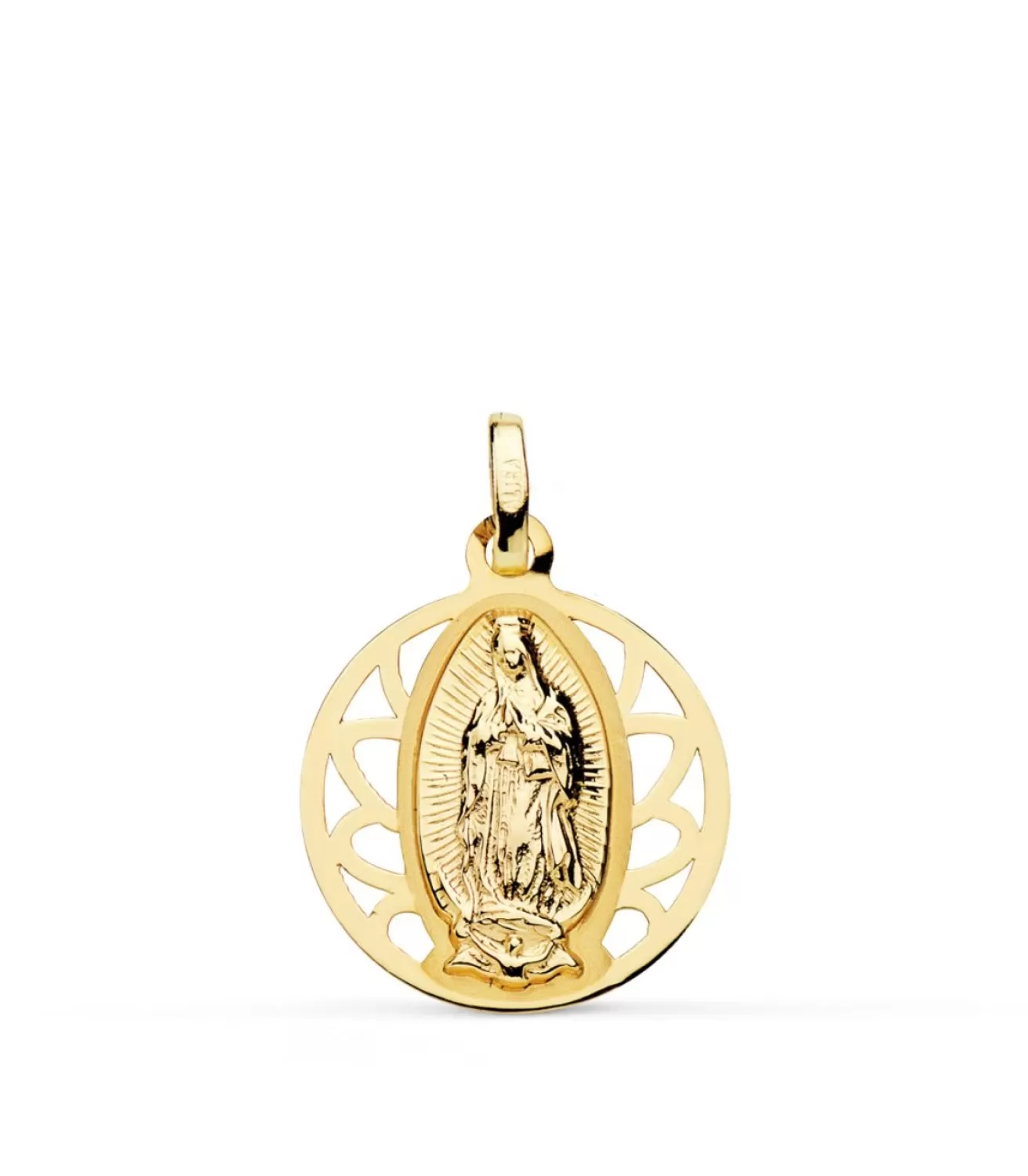 Virgen Guadalupe Mexico Cerco Calado Oro 18K 18Mm<Alda Joyeros Cheap