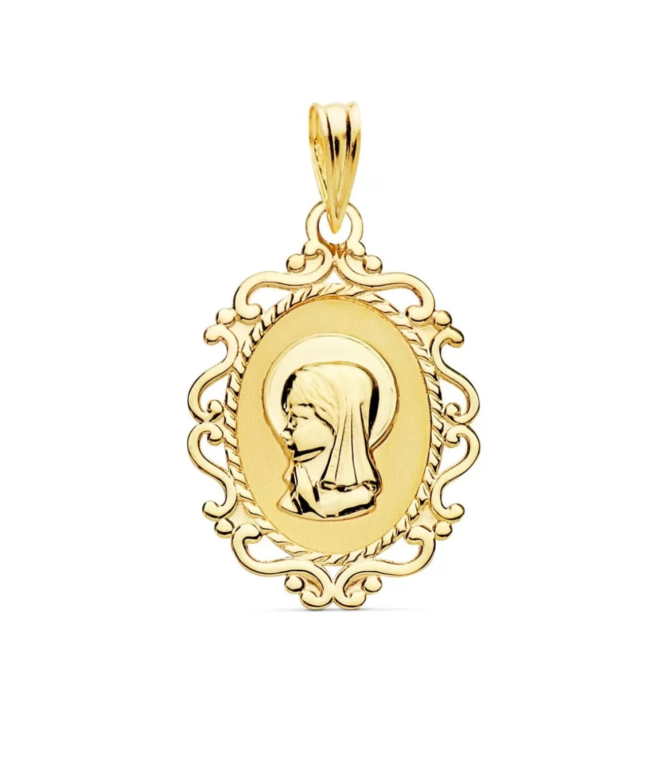 Virgen Niña Cerco Oro Amarillo 18 K 23 Mm<Alda Joyeros Cheap