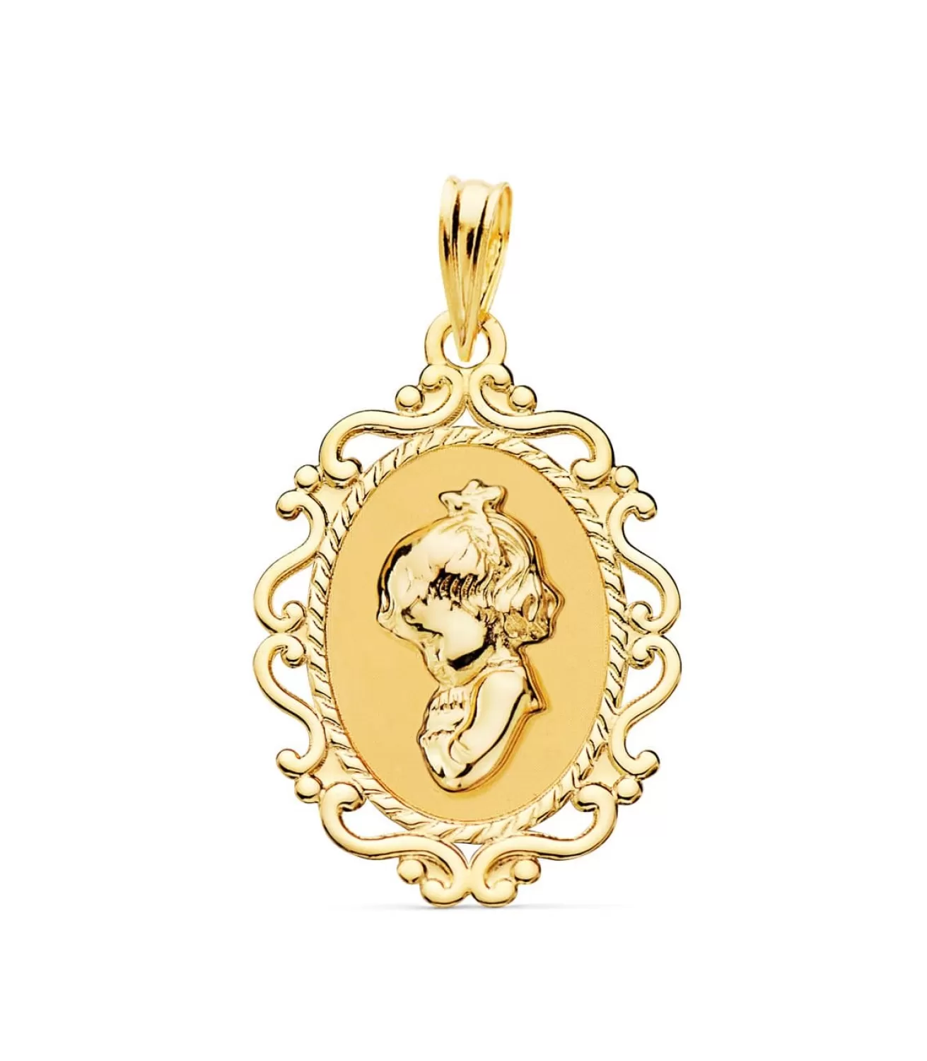 Virgen Niña Cerco Oro Amarillo 18K 23Mm Rezo<Alda Joyeros Flash Sale