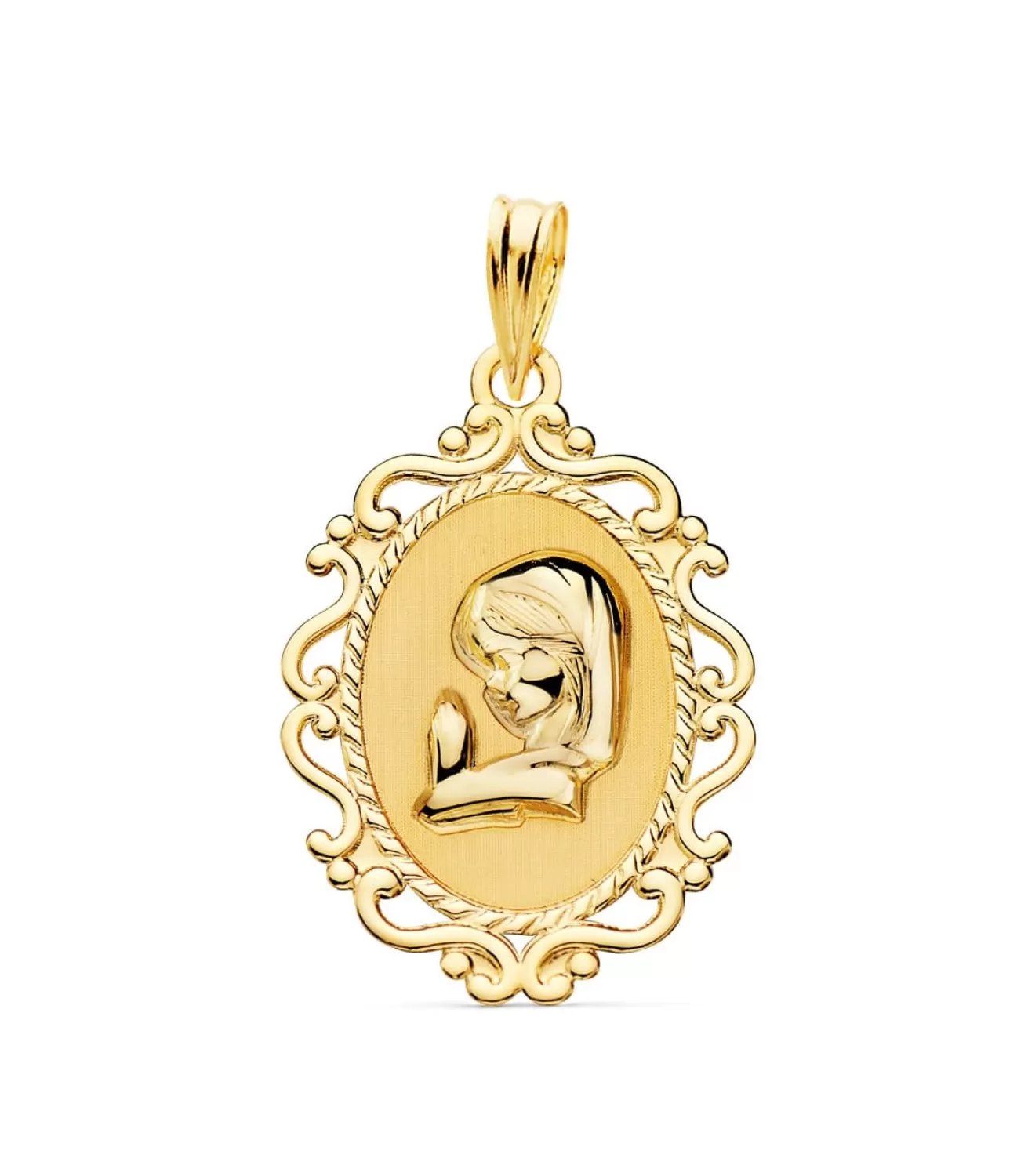 Virgen Niña Rezo Cerco Oro Amarillo 18K 23Mm<Alda Joyeros Best