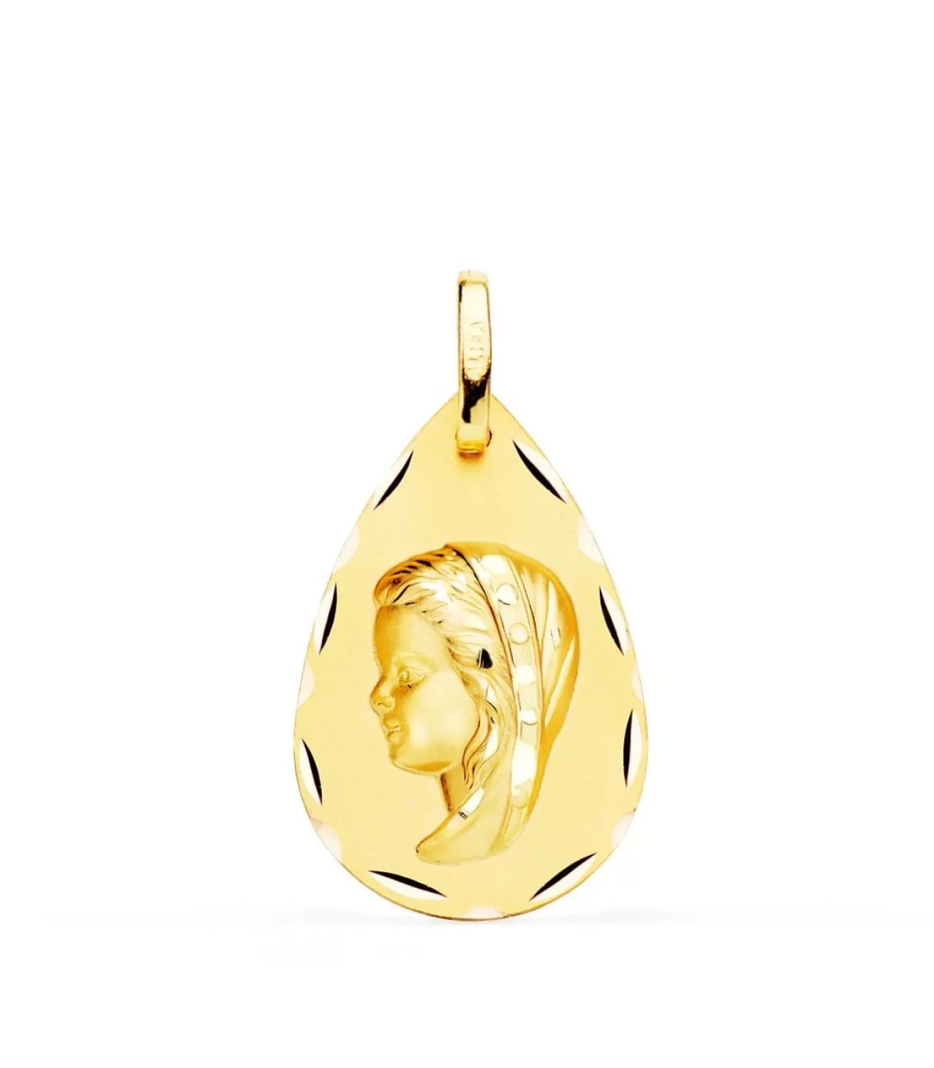 Virgen Niña Tallada Gota 18 Ktes 23 Mm<Alda Joyeros Shop